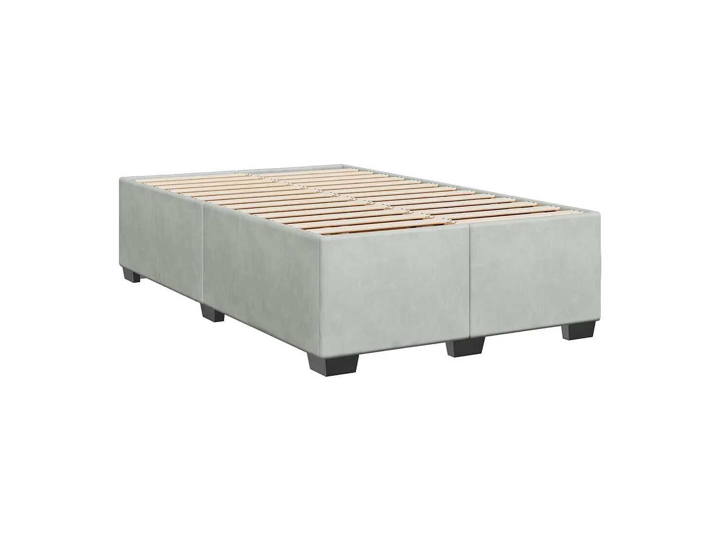 Sommier à lattes de lit et matelas gris clair 120x190cm velours