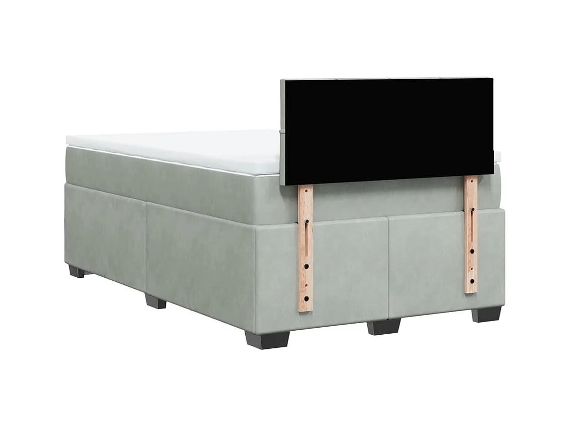 Sommier à lattes de lit et matelas gris clair 120x190cm velours