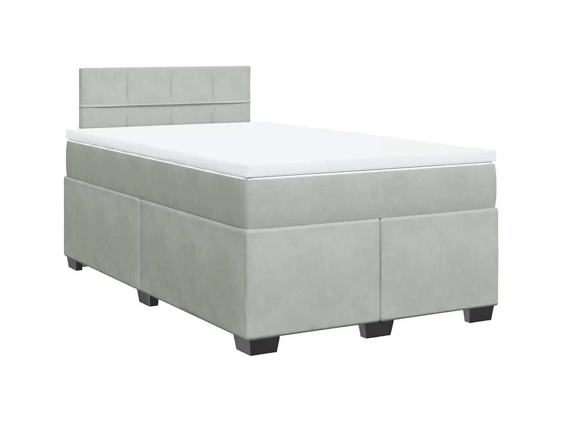 Sommier à lattes de lit et matelas gris clair 120x190cm velours