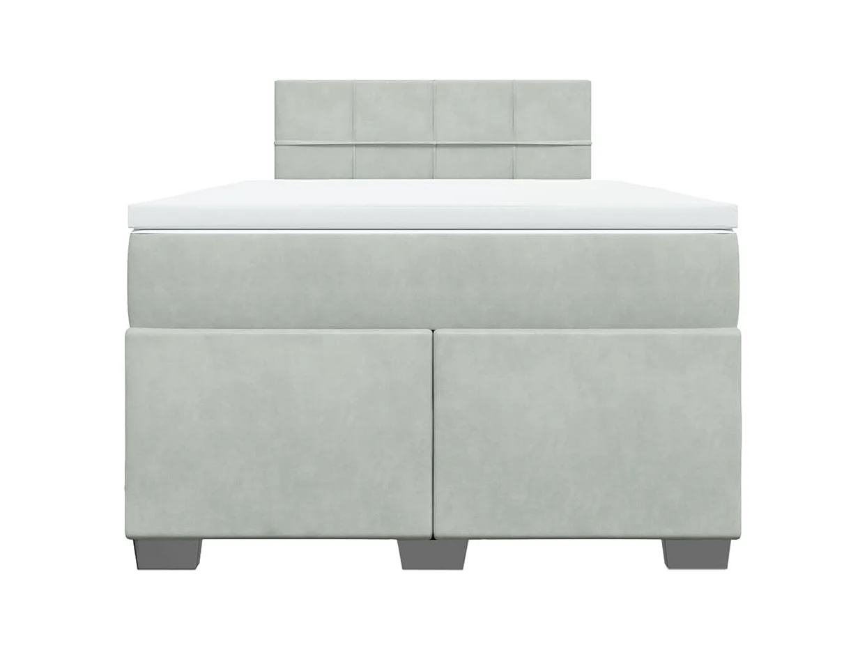 Sommier à lattes de lit et matelas gris clair 120x190cm velours