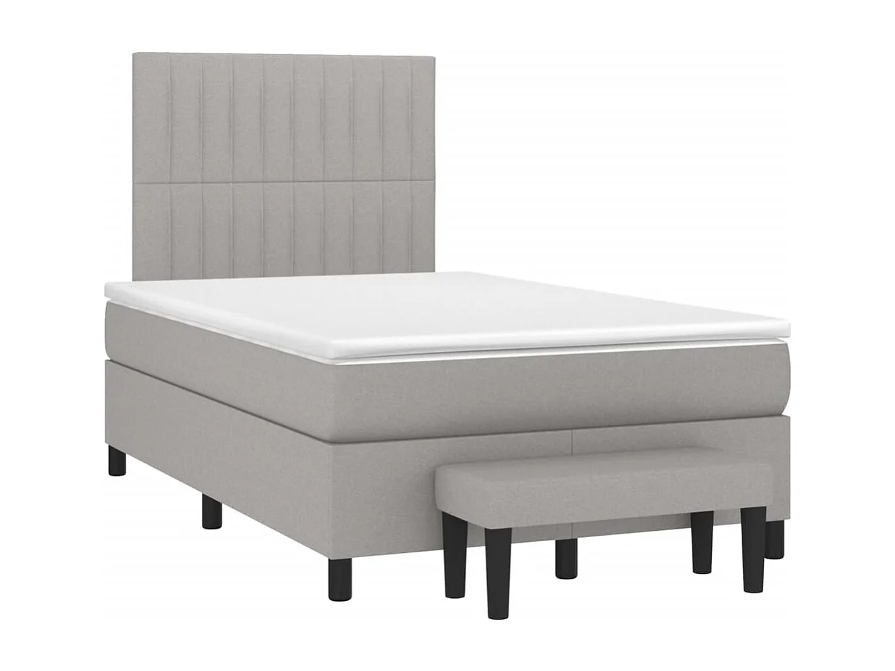 Cama box spring con colchón tela gris claro 120x190 cm