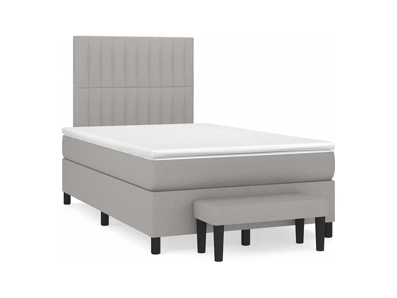 Sommier à lattes de lit et matelas gris clair 120x190 cm tissu