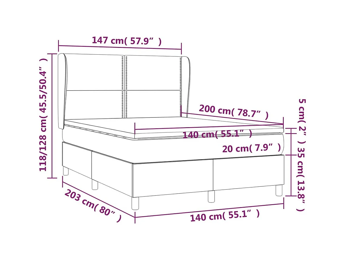 Sommier à lattes de lit et matelas Vert foncé 140x200cm Velours