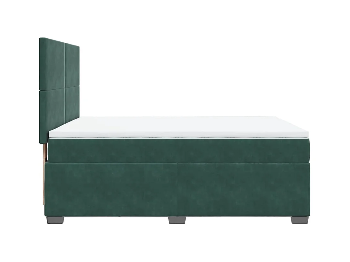 Giroletto a Molle con Materasso Verde Scuro 140x190 cm Velluto