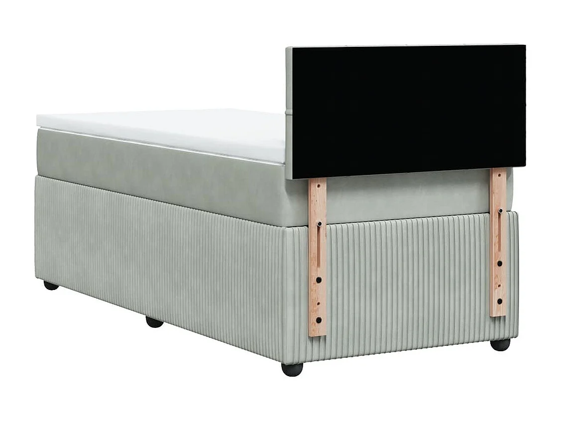 Giroletto a Molle con Materasso Grigio Chiaro 100x200cm Velluto