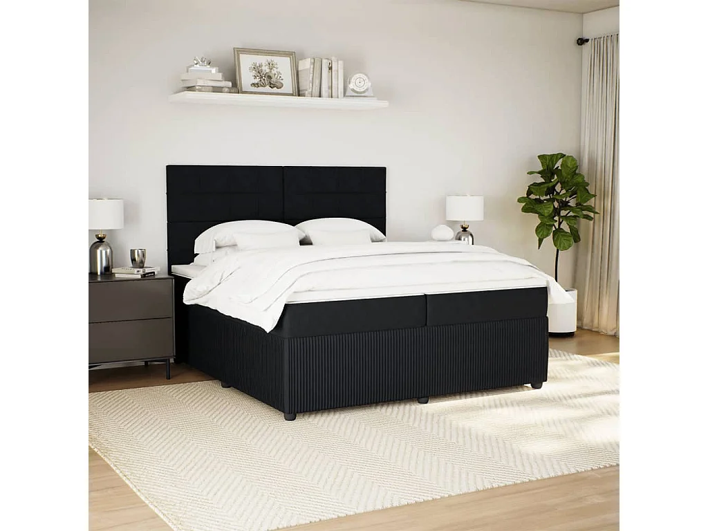 Cama com molas/colchão 200x200 cm veludo preto