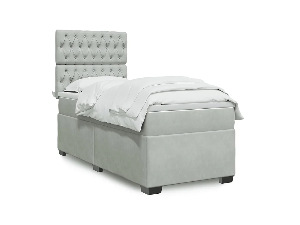 Sommier à lattes de lit et matelas Gris clair 80x200 cm Velours