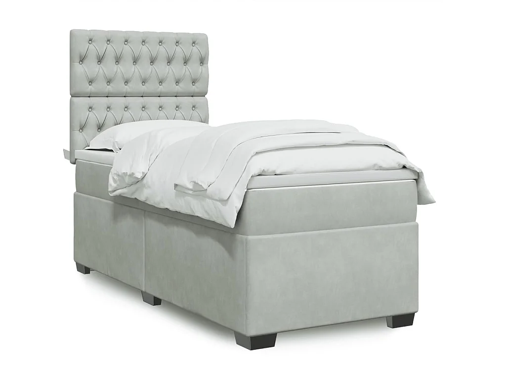 Sommier à lattes de lit et matelas Gris clair 80x200 cm Velours