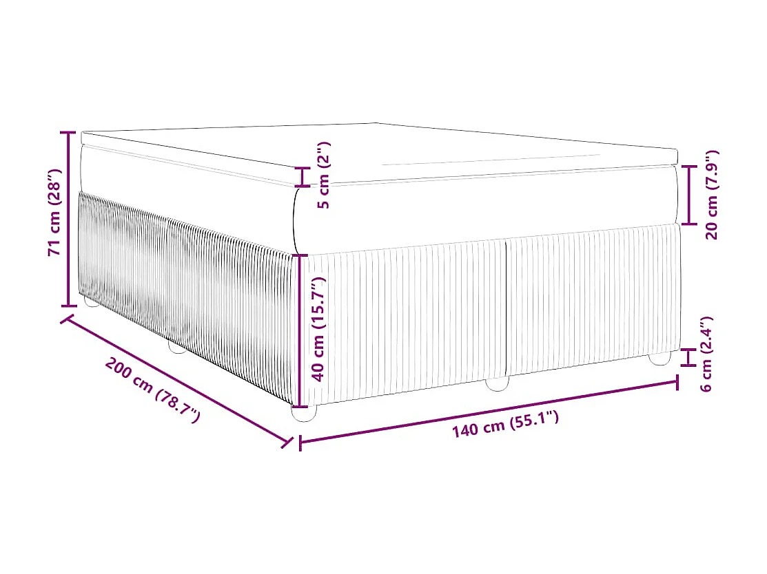 Sommier à lattes de lit et matelas Vert foncé 140x200cm Velours