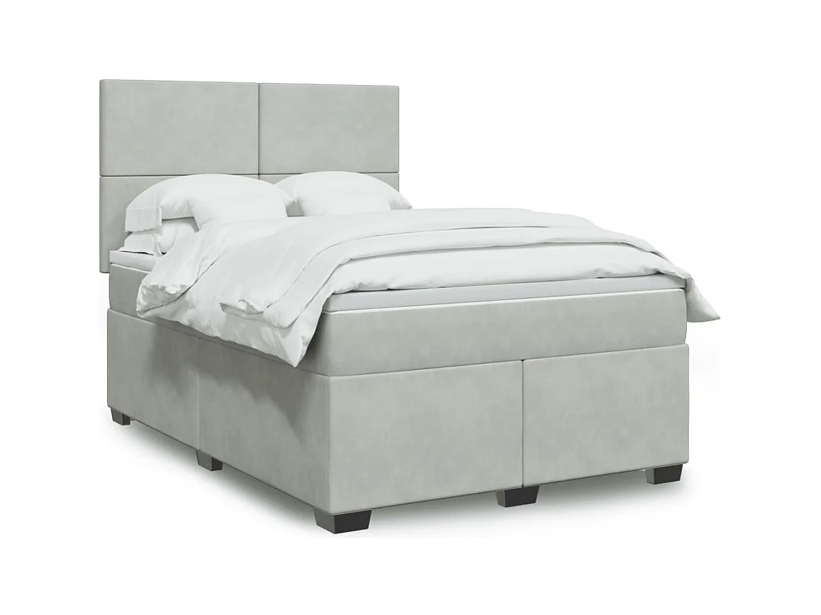 Sommier à lattes de lit et matelas Gris clair 140x190cm Velours