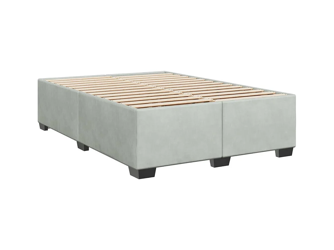 Cama box spring con colchón terciopelo gris claro 140x190 cm