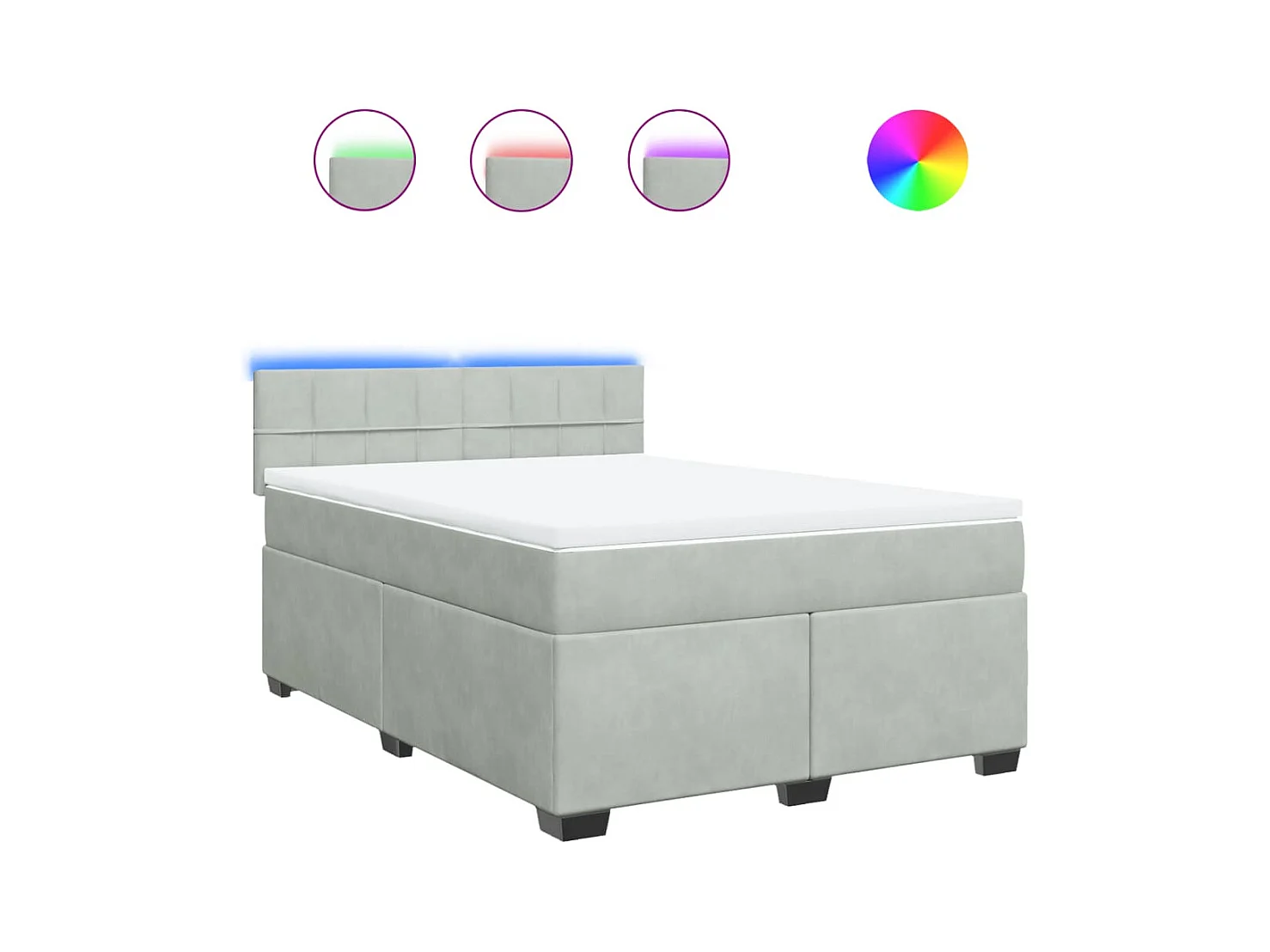 Boxspring met matras fluweel lichtgrijs 140x190 cm