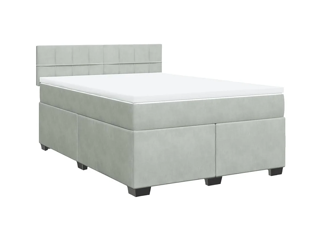 Boxspring met matras fluweel lichtgrijs 140x190 cm