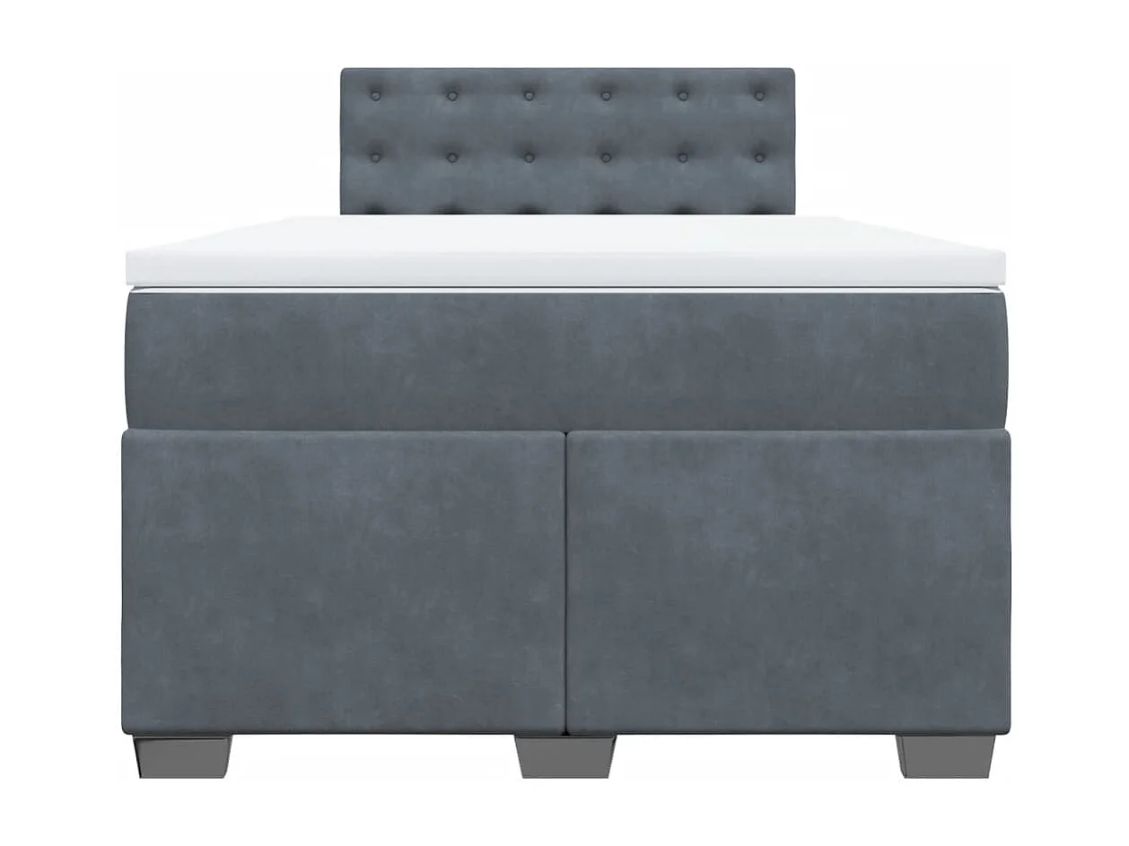 Cama box spring con colchón terciopelo gris oscuro 120x190 cm