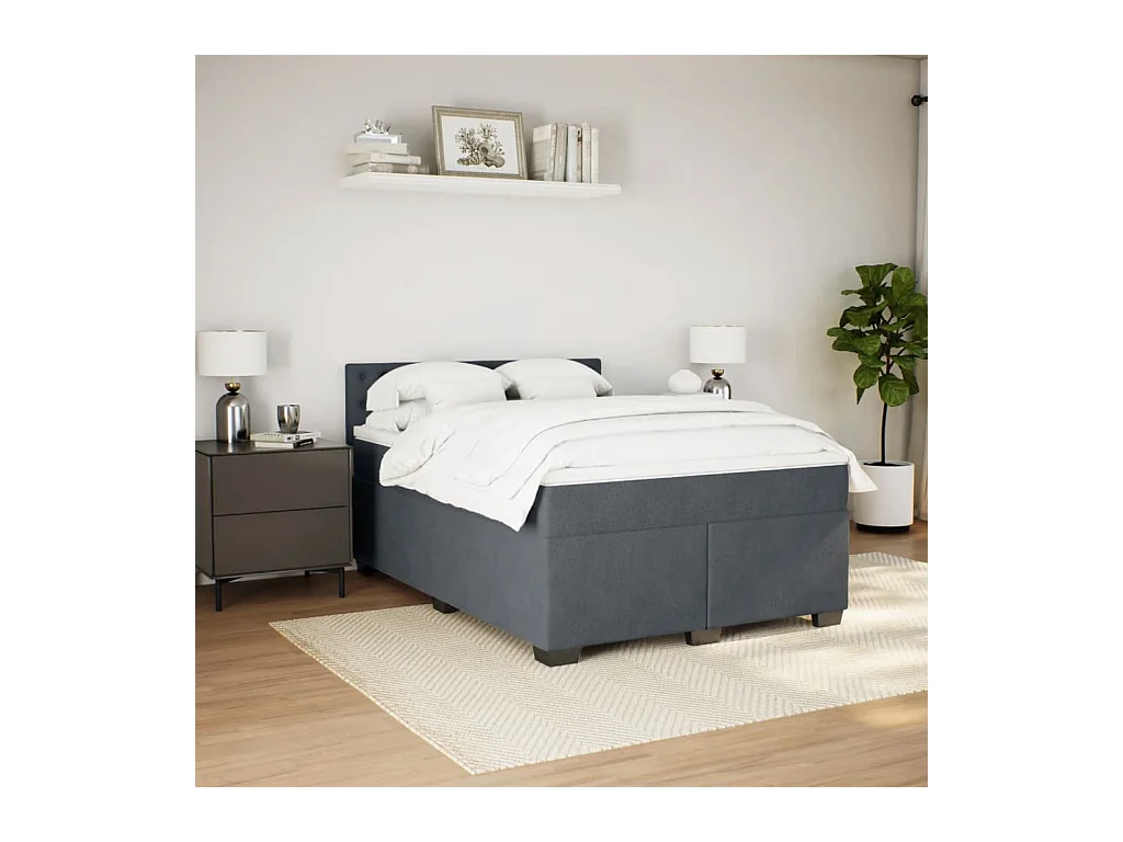 Sommier à lattes de lit et matelas Gris foncé 140x200cm Velours