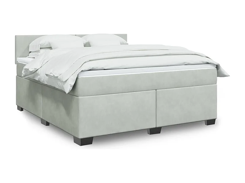 Boxspringbett mit Matratze Hellgrau 180x200 cm Samt