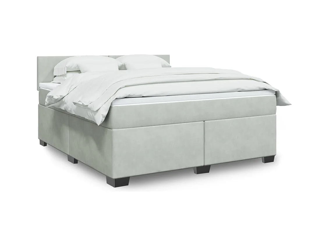 Sommier à lattes de lit et matelas Gris clair 180x200cm Velours
