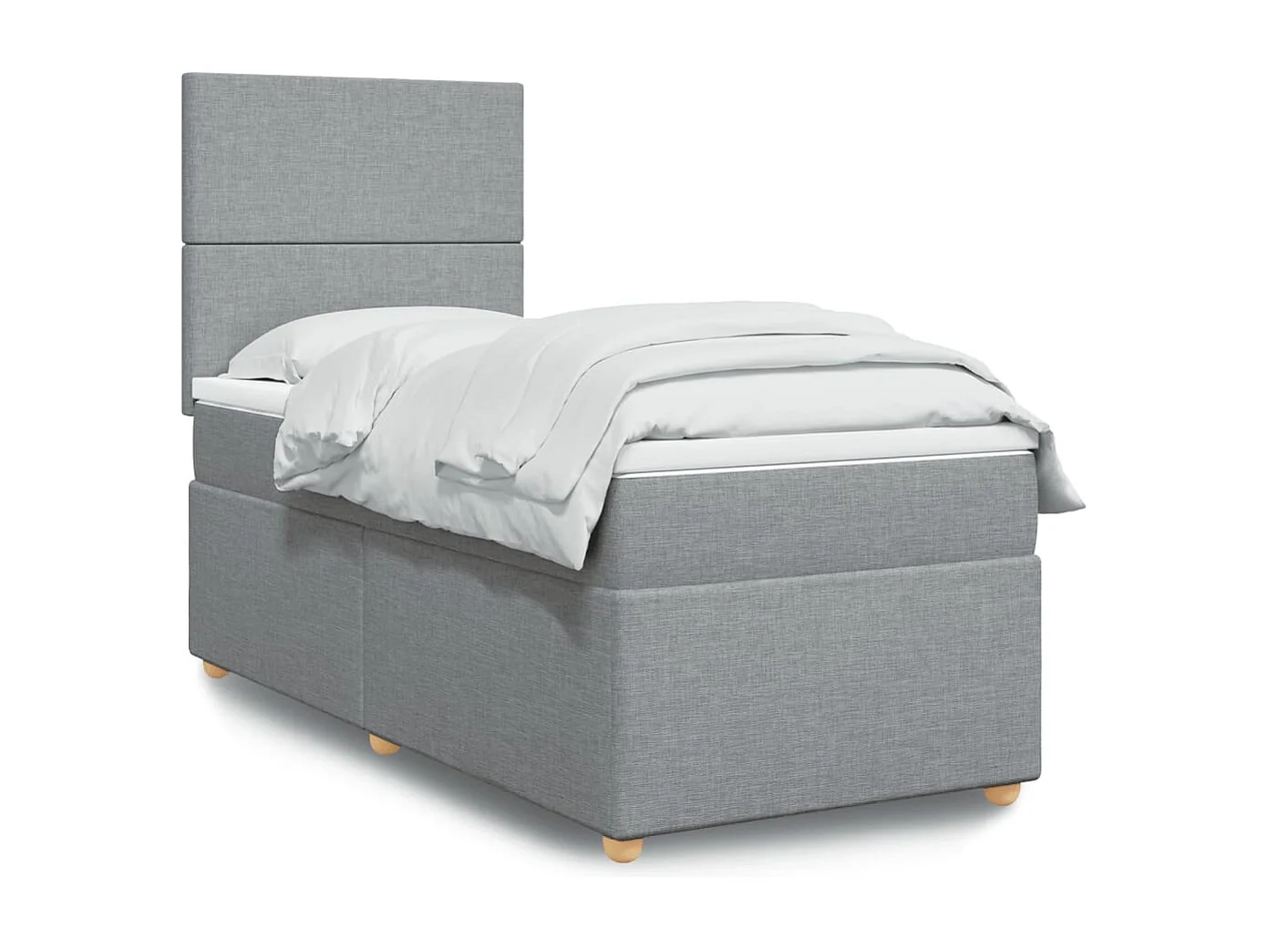 Cama box spring con colchón tela gris claro 90x190 cm
