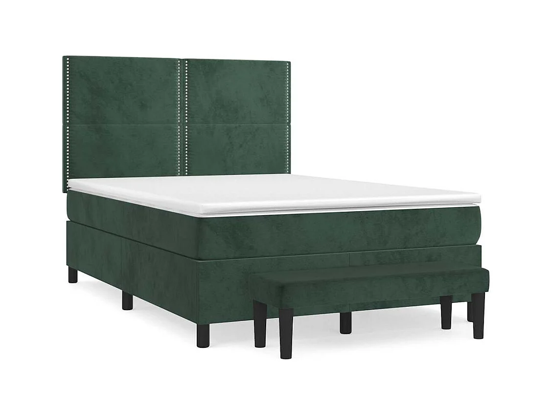 Sommier à lattes de lit et matelas Vert foncé 140x200cm Velours