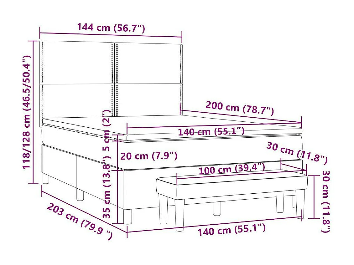 Sommier à lattes de lit et matelas Vert foncé 140x200cm Velours