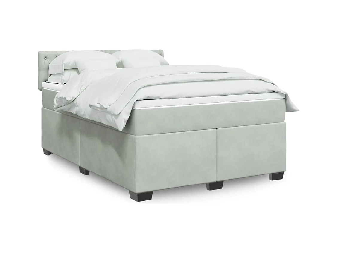 Boxspring met matras fluweel lichtgrijs 160x200 cm