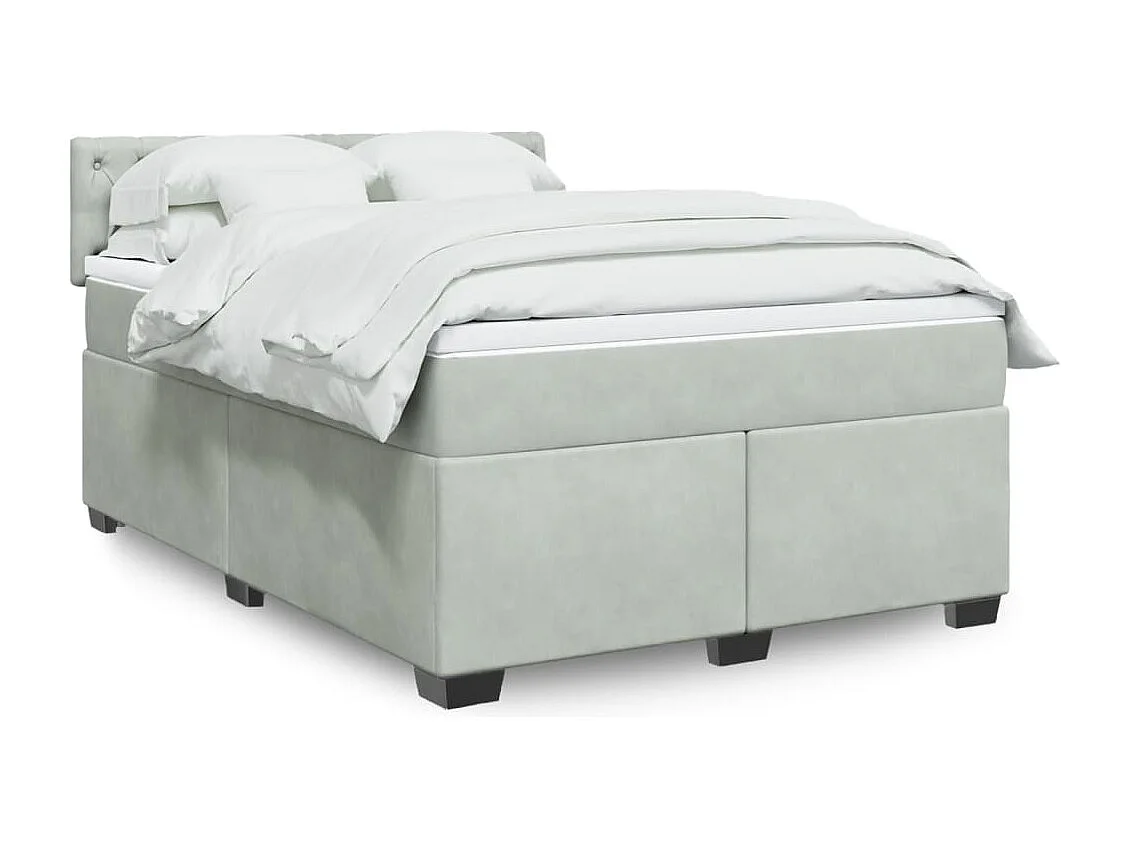 Giroletto a Molle con Materasso Grigio Chiaro 160x200cm Velluto