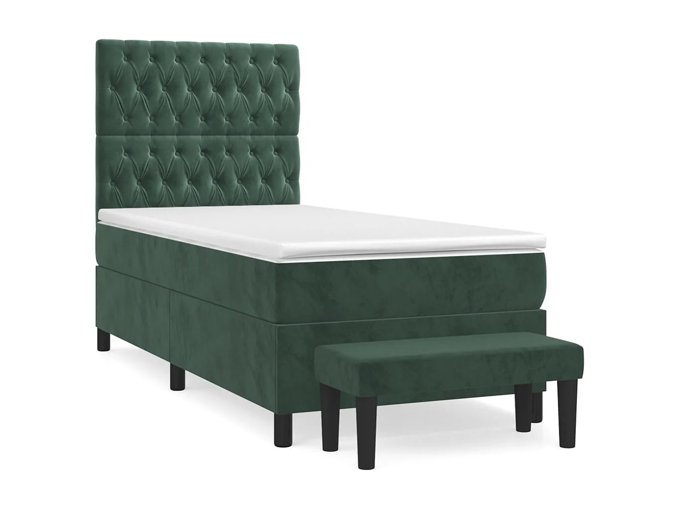 Cama com molas/colchão 80x200 cm veludo verde-escuro