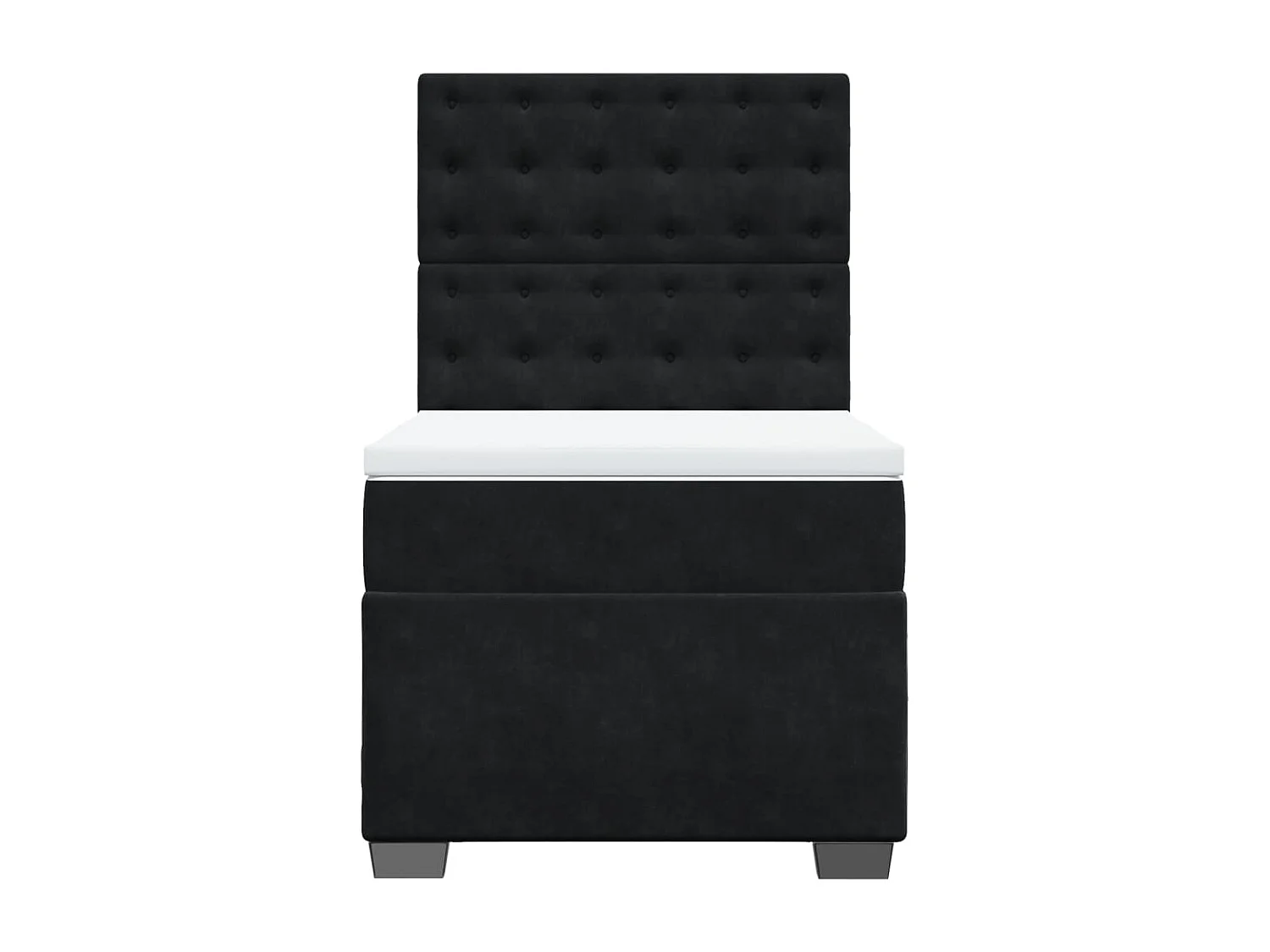 Giroletto a Molle con Materasso Nero 80x200 cm in Velluto