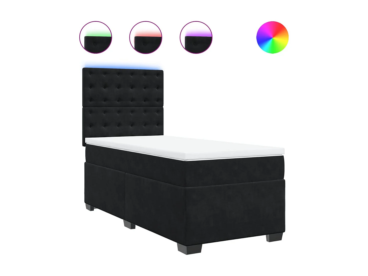 Sommier à lattes de lit et matelas Noir 80x200 cm Velours