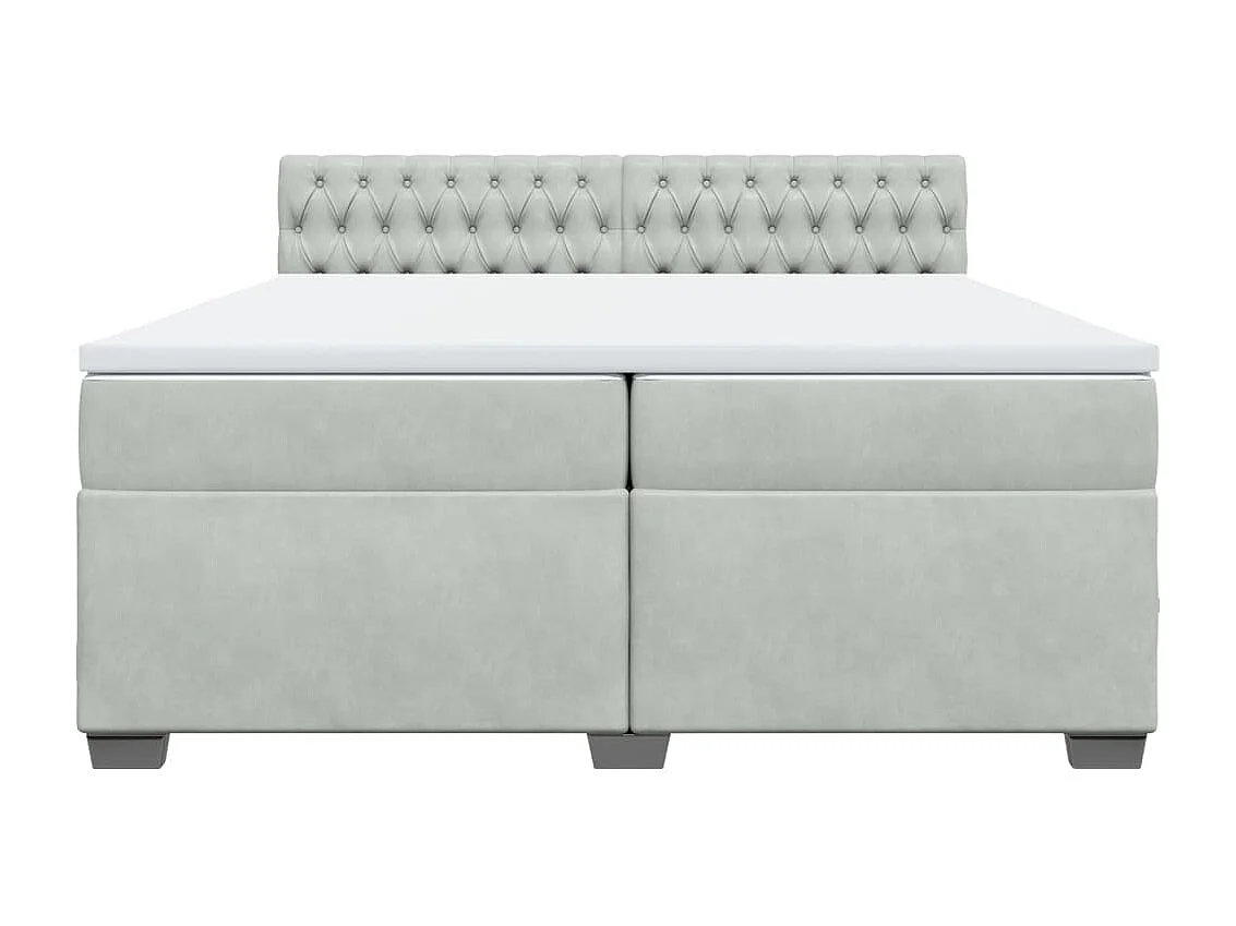Boxspringbett mit Matratze Hellgrau 200x200 cm Samt