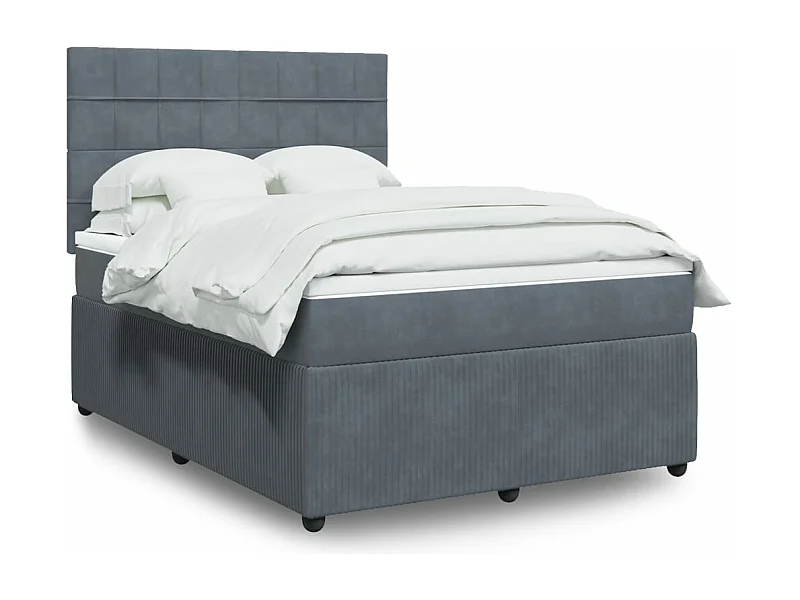 Boxspring met matras fluweel donkergrijs 160x200 cm