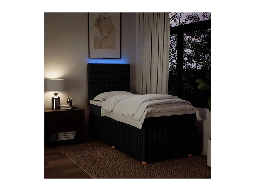 Sommier à lattes de lit et matelas Noir 80x200 cm Tissu