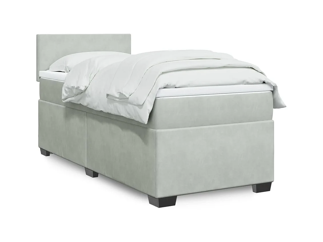 Sommier à lattes de lit et matelas Gris clair 90x200 cm Velours