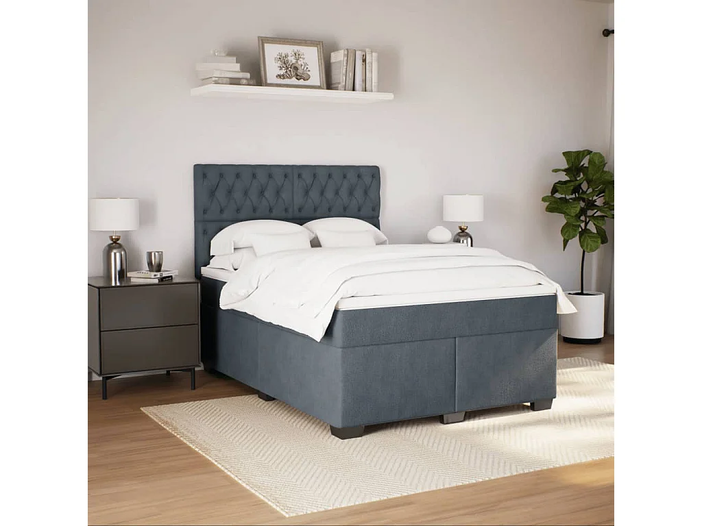Boxspringbett mit Matratze Dunkelgrau 160x200 cm Samt