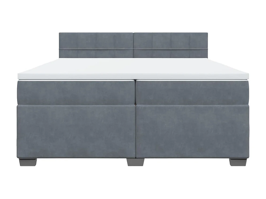 Giroletto a Molle con Materasso Grigio Scuro 200x200 cm Velluto