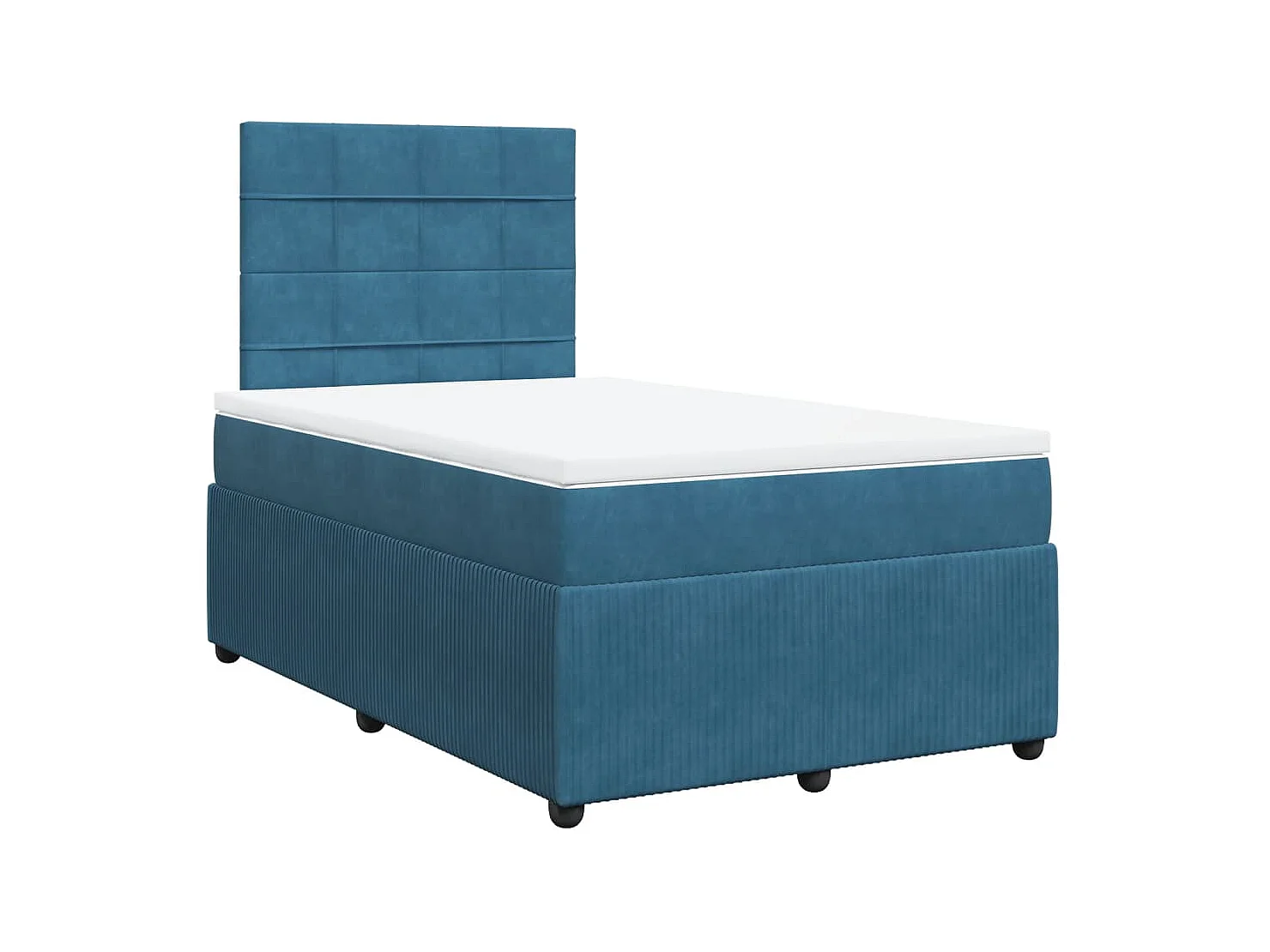 Sommier à lattes de lit et matelas bleu 120x190 cm velours