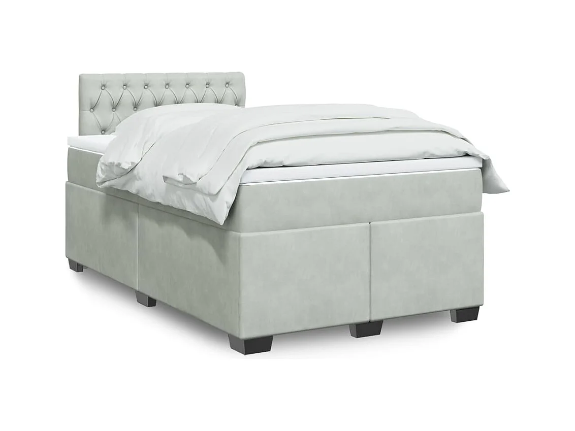 Sommier à lattes de lit et matelas gris clair 120x190cm velours