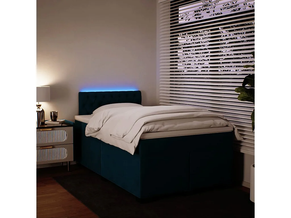 Giroletto a Molle con Materasso Blu 120x190 cm in Velluto