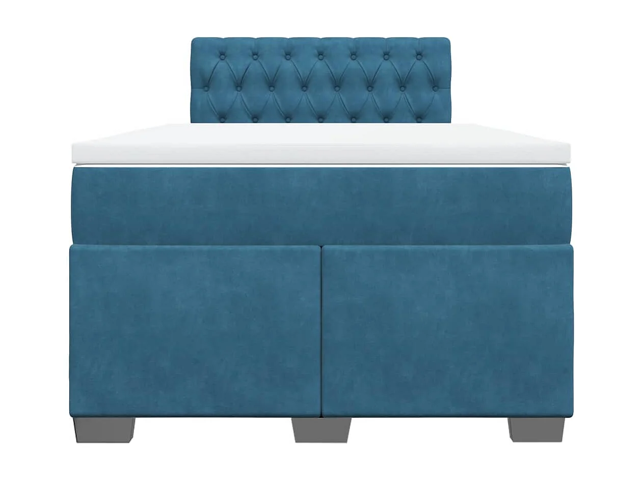 Cama boxspring com colchão 120x190 cm veludo azul
