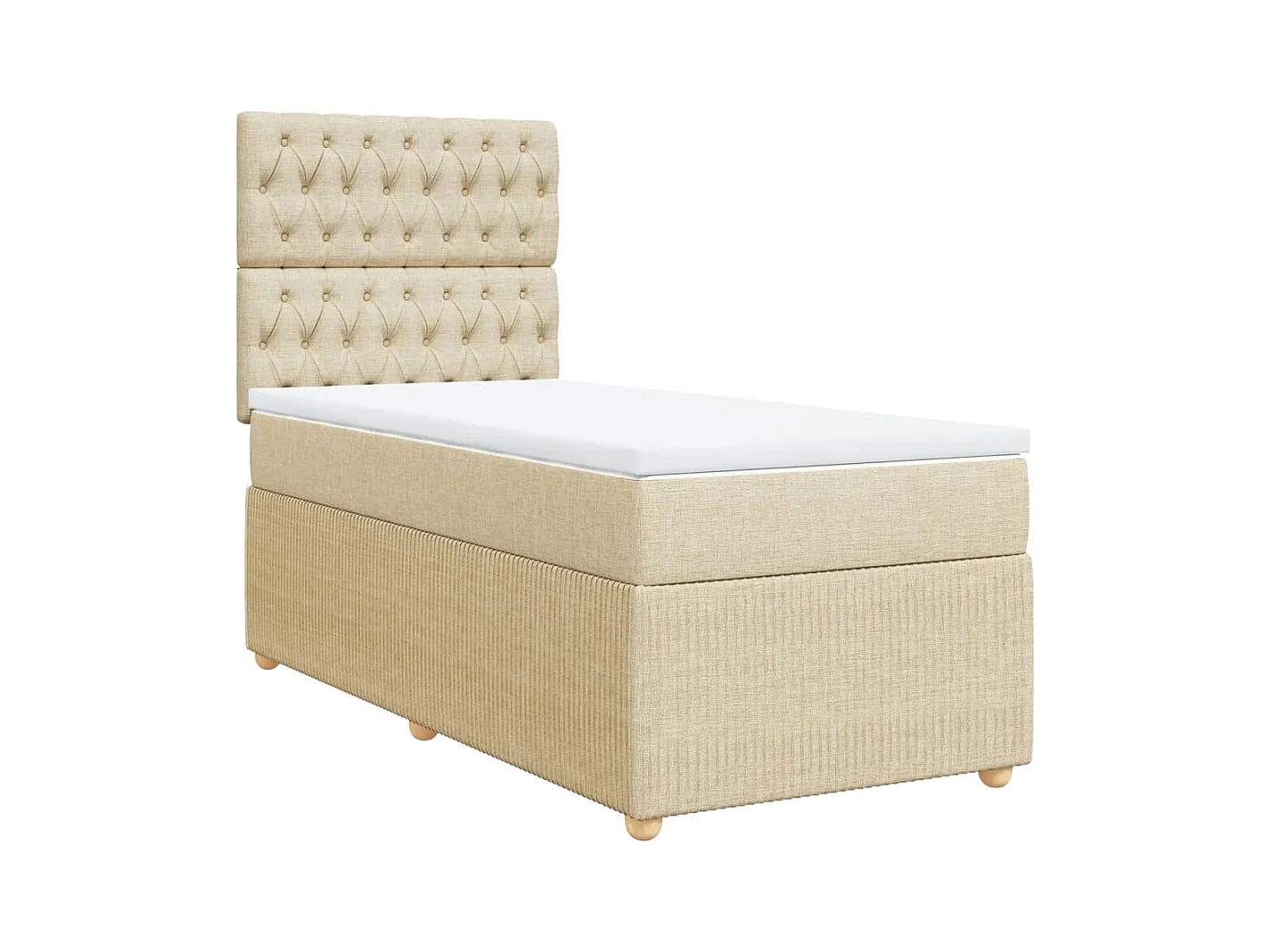 Sommier à lattes de lit et matelas Crème 90x190 cm Tissu