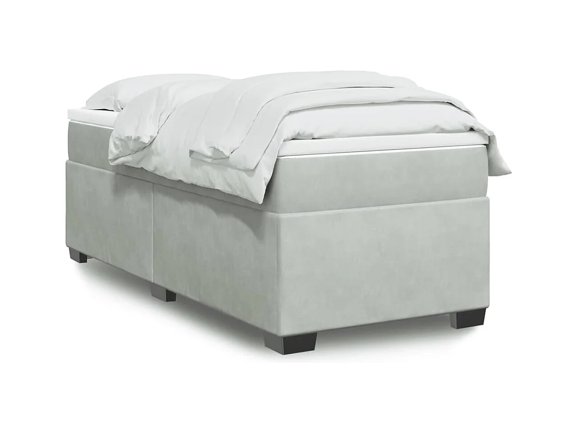 Giroletto a Molle con Materasso Grigio Chiaro 100x200cm Velluto