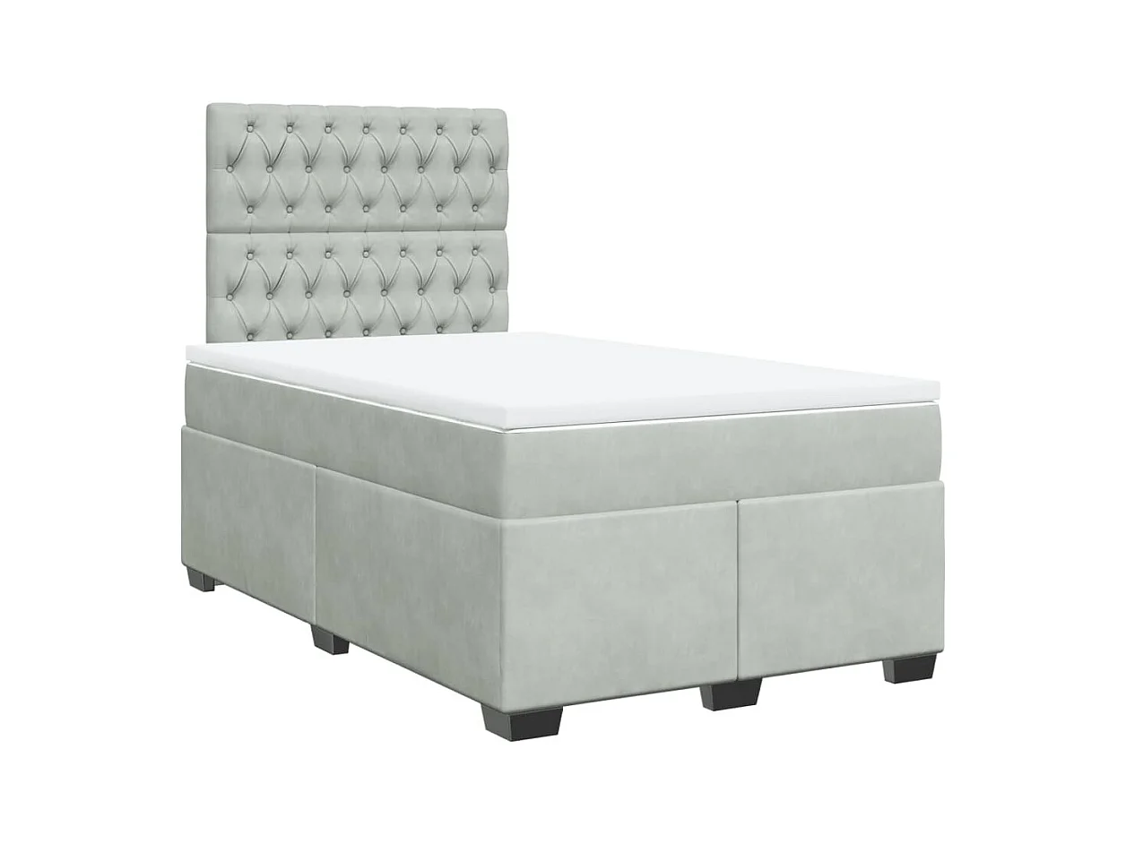 Giroletto a Molle con Materasso Grigio Chiaro 120x200cm Velluto