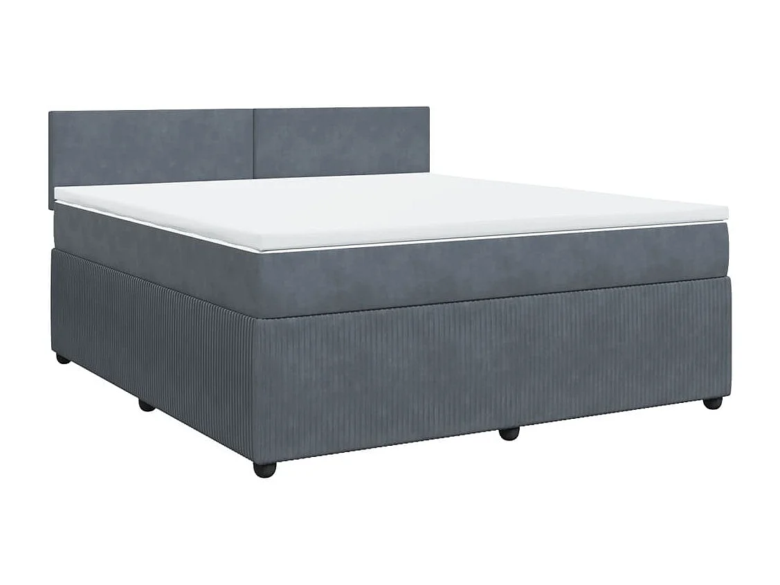 Cama box spring con colchón terciopelo gris oscuro 180x200 cm