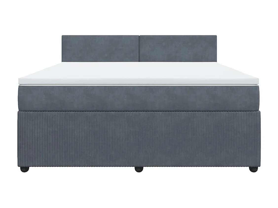 Cama box spring con colchón terciopelo gris oscuro 180x200 cm