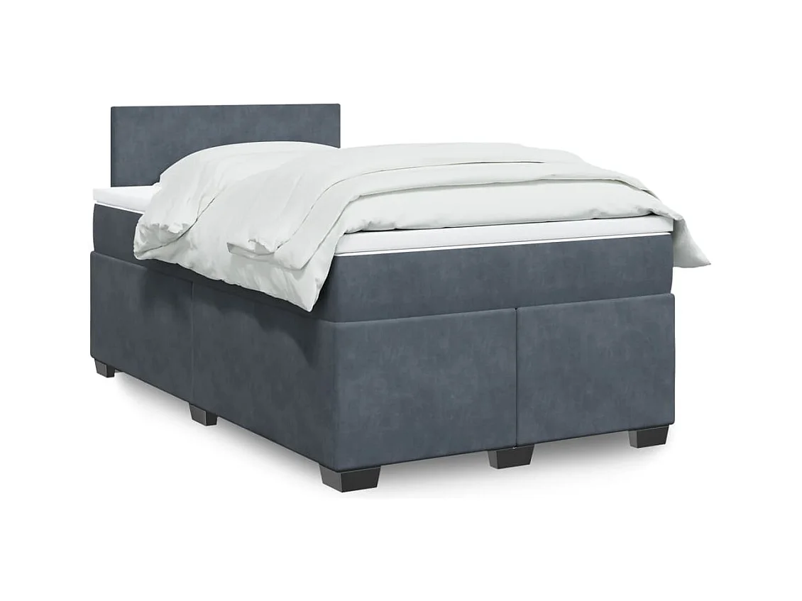 Giroletto a Molle con Materasso Grigio Scuro 120x200 cm Velluto