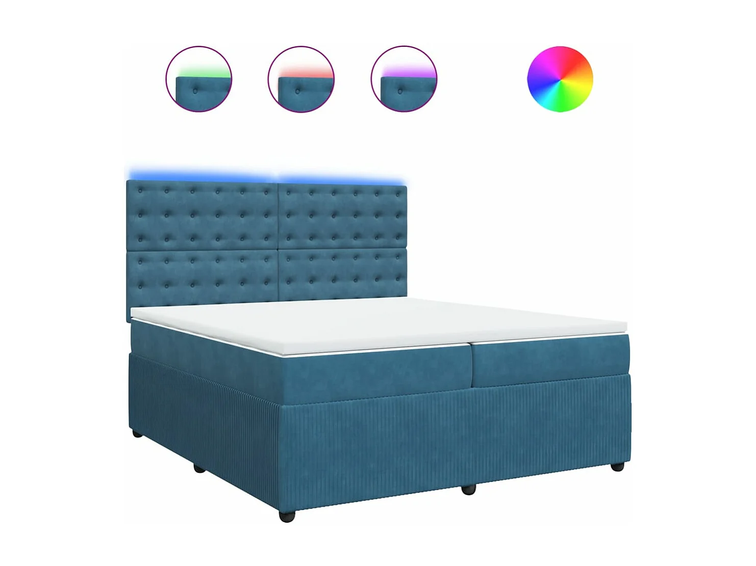 Giroletto a Molle con Materasso Blu 200x200 cm in Velluto