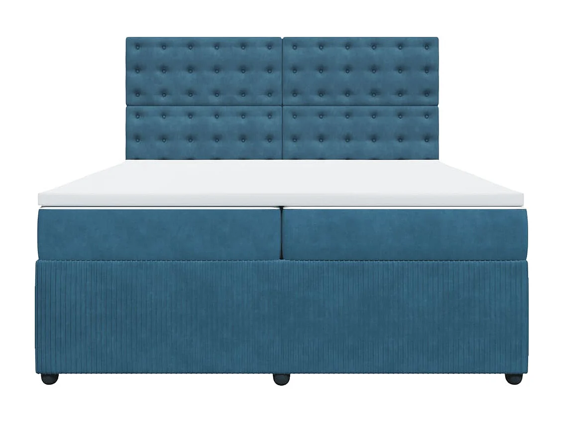 Giroletto a Molle con Materasso Blu 200x200 cm in Velluto