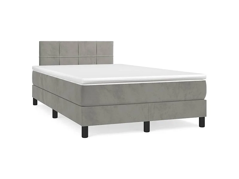 Cama boxspring com colchão 120x190 cm veludo cinzento-claro