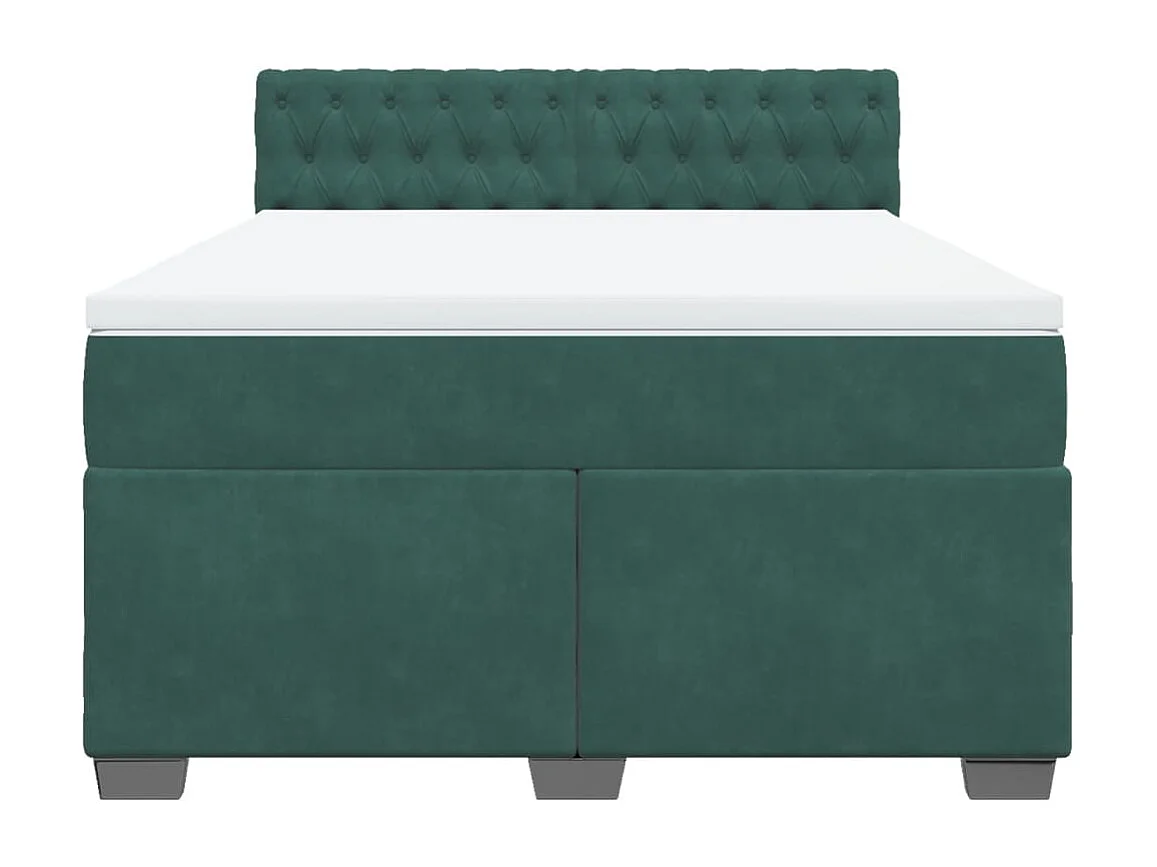 Cama box spring con colchón terciopelo verde oscuro 160x200 cm