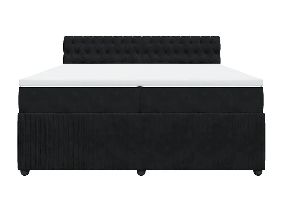 Giroletto a Molle con Materasso Nero 200x200 cm in Velluto